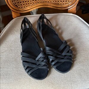 Elegant Black Croc strappy Women's Sandals